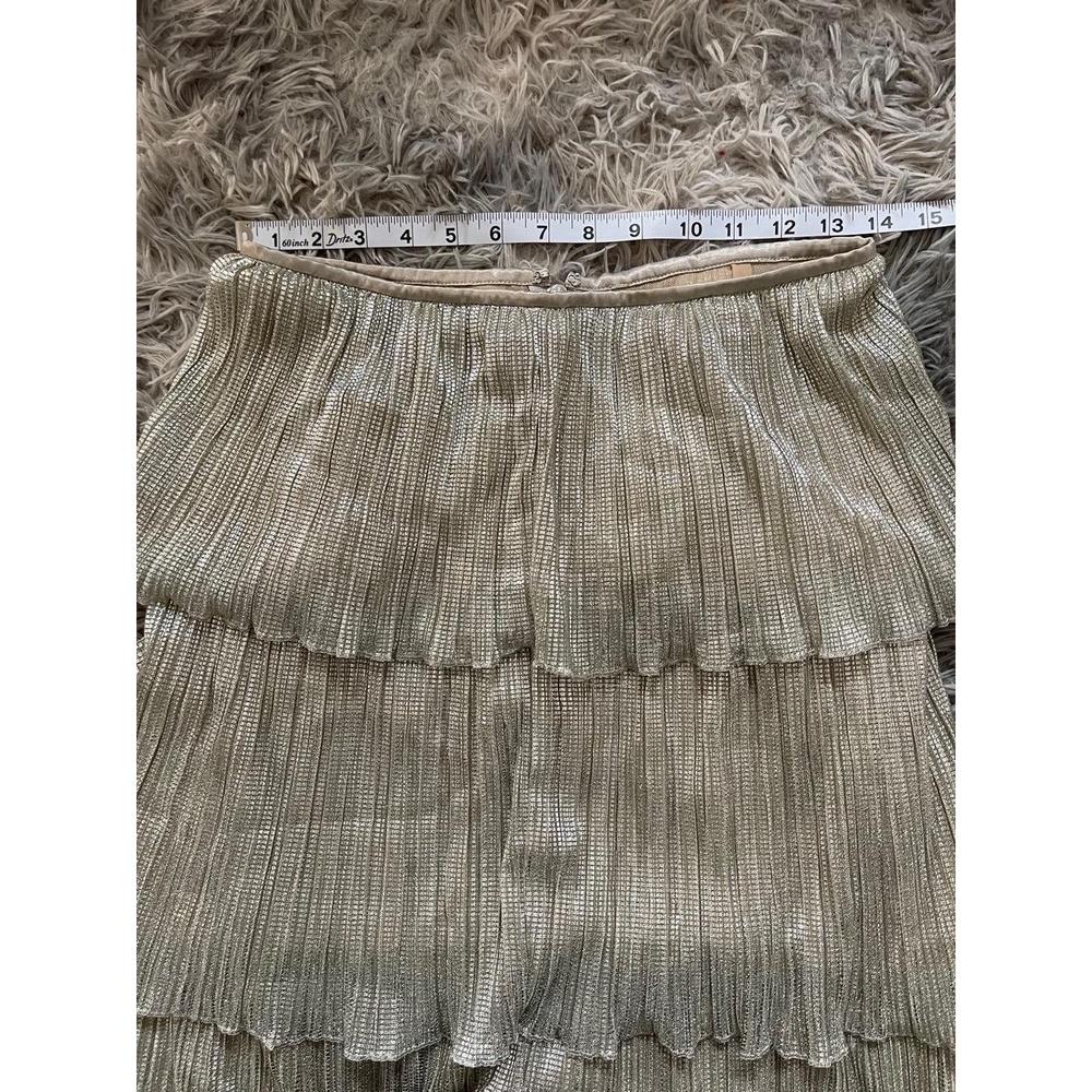 SAYLOR Skirt Womens Size Medium Platinum Silver Metallic Tiered Party Cocktail - Picture 5 of 7